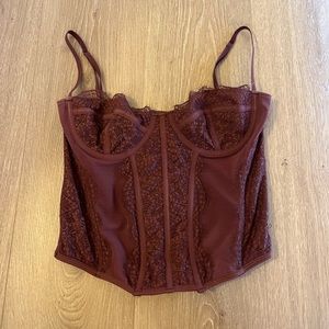 brown modern love corset top